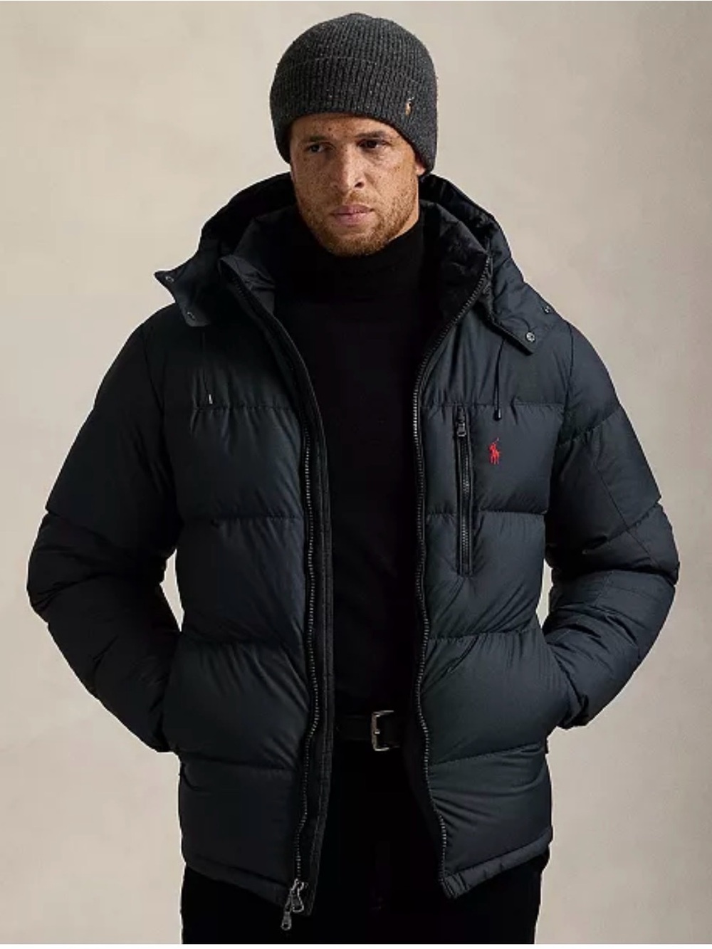 Polo by Ralph Lauren Black Hooded Quilted Down Puffer Jacket - Picture 2 of 16